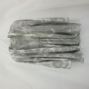 MIRACLEBODY Gray White Tie Dye Open Weave Textured Hooded Cardigan Sweater